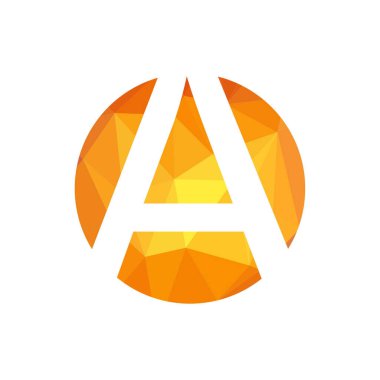 Harf yazı tipi logosu düşük polyester tarzı. Web afişi, iş sunumu, reklam materyali için vektör illüstrasyonu.