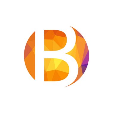 Harf yazı tipi logosu düşük polyester tarzı. Web afişi, iş sunumu, reklam materyali için vektör illüstrasyonu.