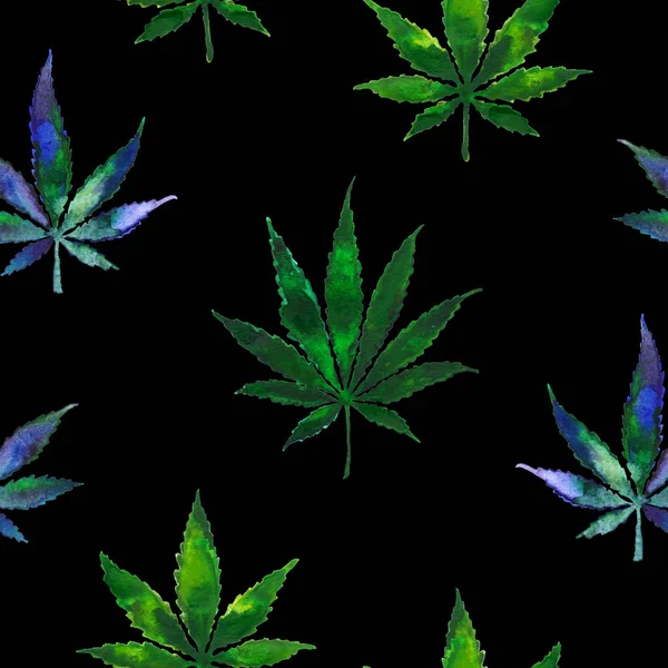 Cannabis eller Marijuana lämnar sömlöst mönster — Stockfoto