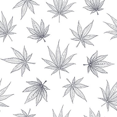 Esrar ve marihuana yaprakları, pürüzsüz desen