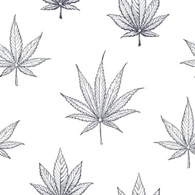 Esrar ve marihuana yaprakları, pürüzsüz desen