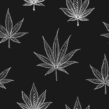 Esrar ve marihuana yaprakları, pürüzsüz desen
