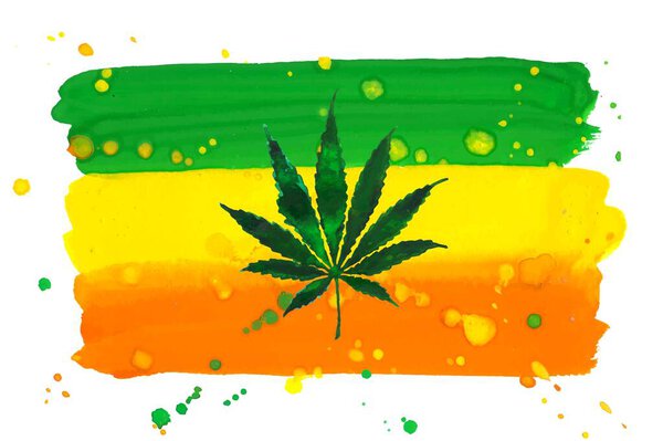 Marijuana and rastafarian flag vector background