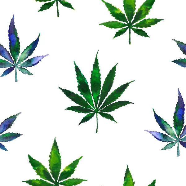 Конопля или марихуана зеленые листья векторный рисунок — стоковый вектор