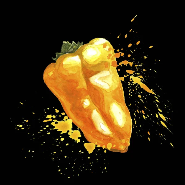 Mini poivron jaune avec éclaboussures. Art isolé — Photo