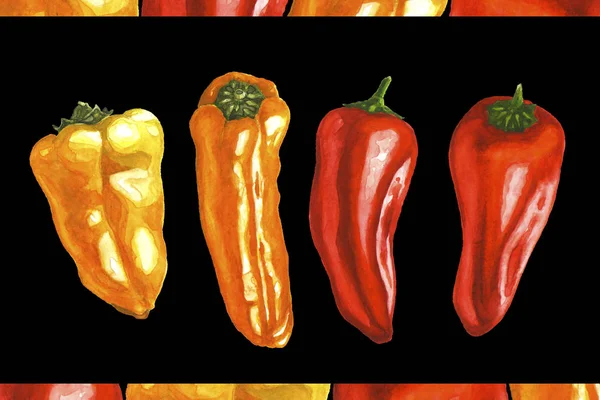 Žluté, červené a oranžové mini papričky izolované — Stock fotografie