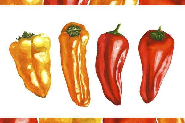 Sárga, piros és narancssárga mini paprika izolálva — Stock Fotó