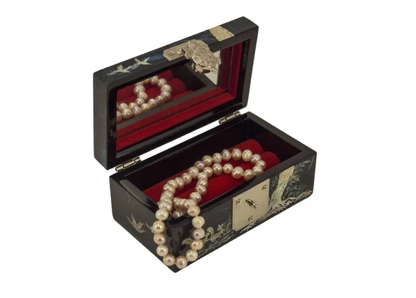 Boîte Bijoux Avec Collier Perles — Photo