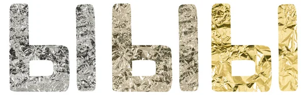 Geïsoleerd Lettertype Russische Letter Gemaakt Van Verfrommeld Titanium Zilver Goudfolie — Stockfoto