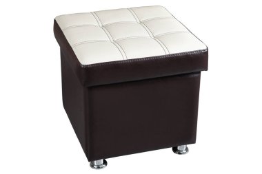 Karanlık leatherette Osmanlı sandalye koltuk beyaz top ile.