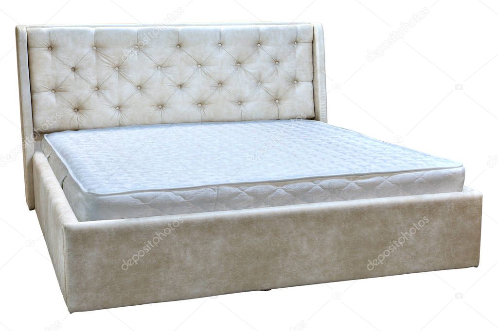 Frame double bed with artificial leather and spring mattress.
