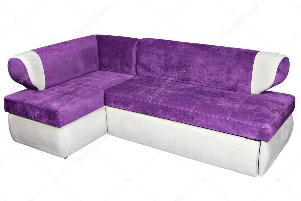 purple stripe l shape sofa, isolated on white