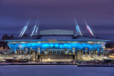 Stadium FIFA Dünya Kupası Rusya, Saint-Petersburg için gece aydınlatma.