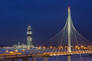 Bina gökdelen Gazprom ofis, iş karmaşık Lakhta Kulesi, Saint-Petersburg, Rusya Federasyonu.