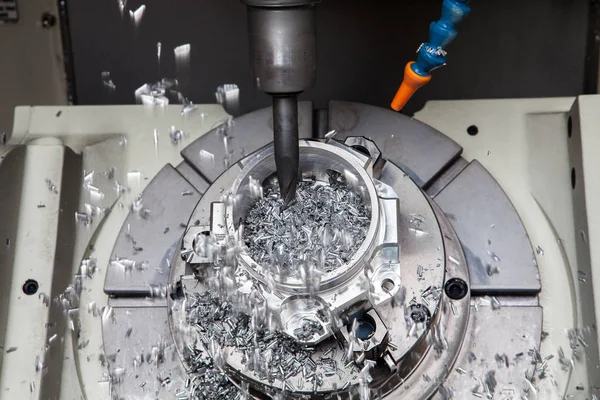 Metalworking CNC milling machine, Cutting metal modern processing technology. — Stock Photo, Image