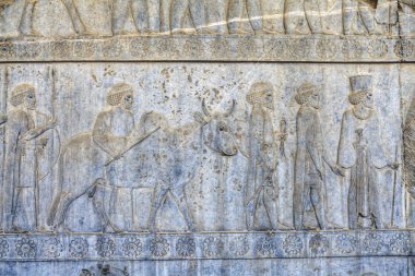 Apadana Darius Palace, Persepolis, Şiraz, İran'dan içinde isimli eserleri takip etti kabartma.