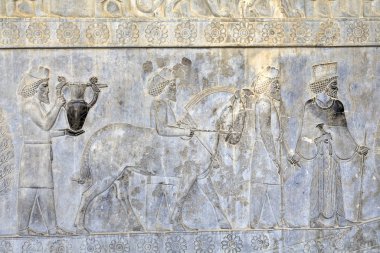 Haraç taşıyıcılar kısma Apadana Palace, Fars Eyaleti, Persepolis, İran'ın.