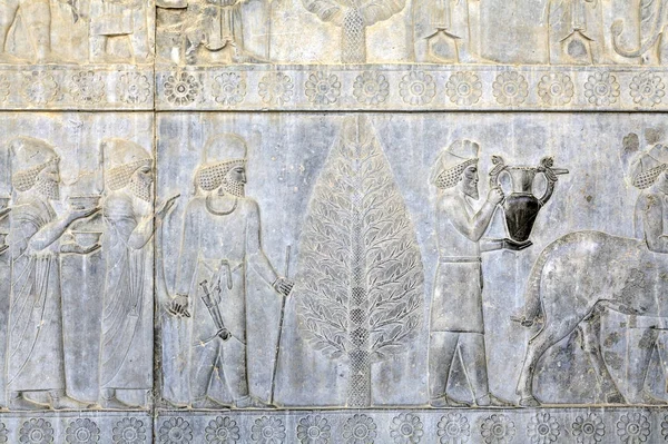 Древняя столица Персеполиса Ахеменидская империя, барельеф на стене . — стоковое фото