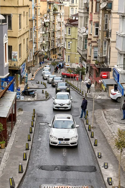 Estambul Turquía Febrero 2020 Acumulación Automóviles Centro Turístico Histórico Ciudad — Foto de Stock