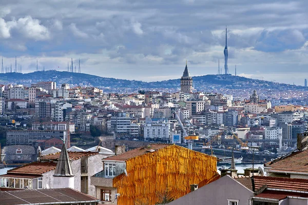 Istambul Turquia Fevereiro 2020 Vista Bairro Beyoglu Torre Galata Partir — Fotografia de Stock