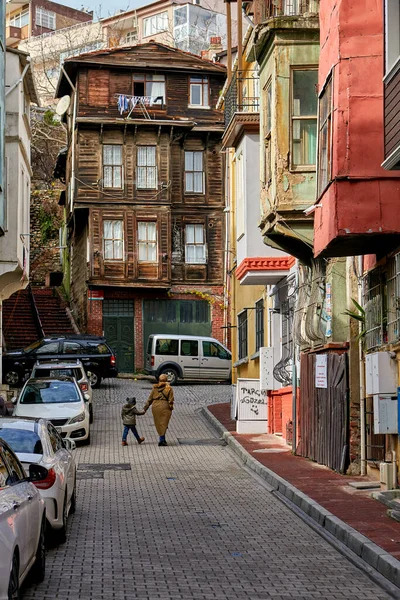 Estambul Turquía Febrero 2020 Casa Madera Barrio Balat Distrito Fatih — Foto de Stock