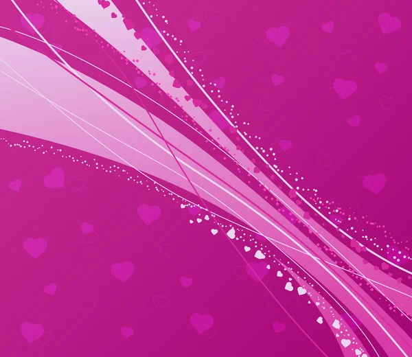 Abstract pink background with lines and hearts — Stock Vector