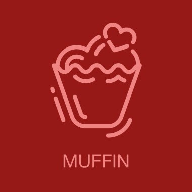 Kırmızı arkaplanda sevgililer günü çizgisi simgesi