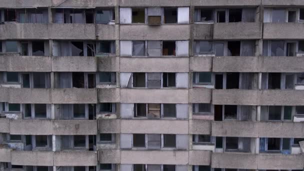 Drone Reser Sig Över Övergiven Stad Pripyat Tjernobyls Exclusion Zone — Stockvideo