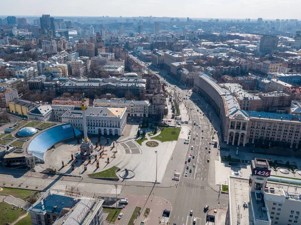 Вид Воздуха Майдан Независимости Людей Киеве Киев Украина Марта 2020 — стоковое фото