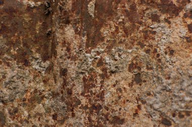 Soyut arkaplan. Süpürge aşınması. Paslı demirin dokusu. Turuncu arkaplan.