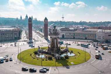 Plaza ESPanya, AVM 'nin tepesinden görüş, Şubat 2020, Barbelonya