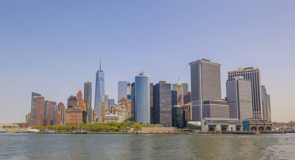 Manhattan view on a sunny day from the river side