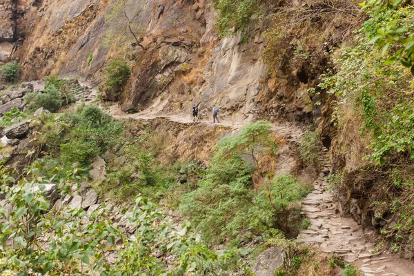 Sendero Largo Empinada Pared Garganta Himalaya Región Manaslu Nepal —  Fotos de Stock