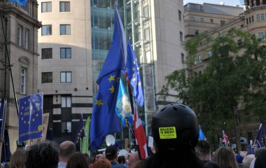 protesters at the leeds for europe anti brexit demonstration