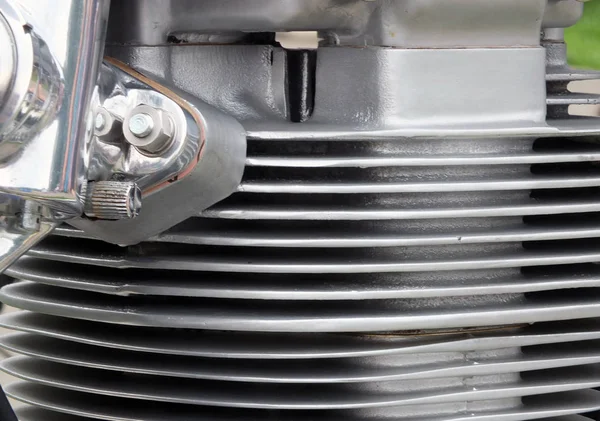 Close up of the cylinder of a vintage motorcycle — 스톡 사진