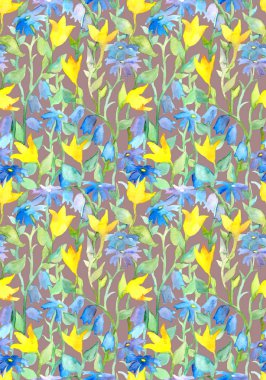 Saf çiçek tasarımı ile sorunsuz çiçek arka plan. Suluboya