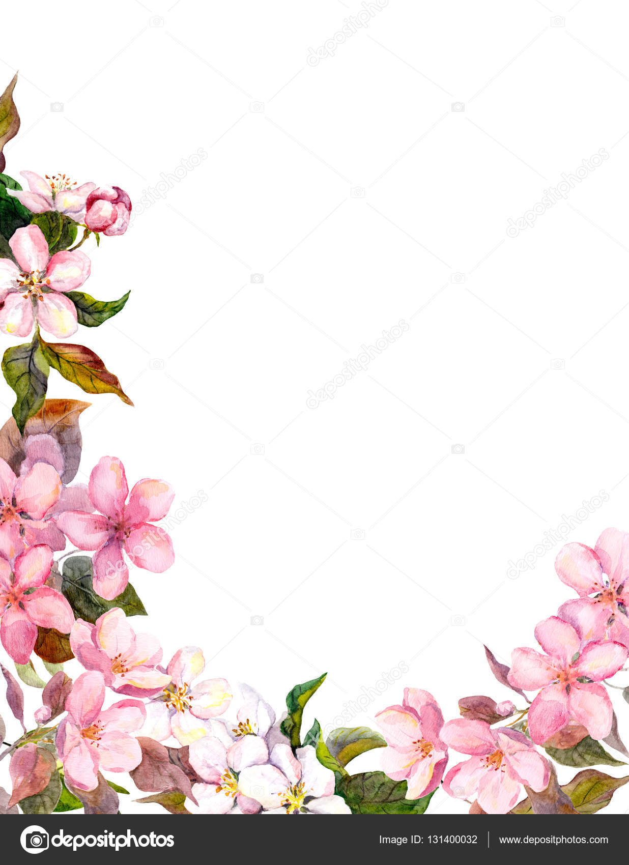 Fondo retro floral con flor. Flores de la manzana blanca, color de rosa. Acuarela vintage — Foto ...