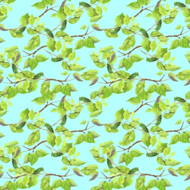 Yeşil yaprakları desen. Sulu Boya