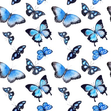 Kelebekler. Sorunsuz arka plan. Suluboya