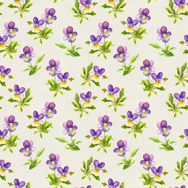 Botanical seamless backdrop with pretty violet flowers on paper texture — Stock Photo, Image