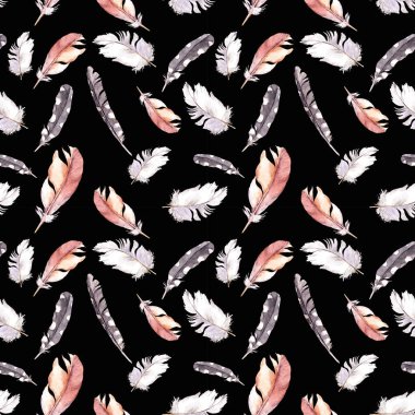 Kuş tüyü. Kontrast yinelenen desen. Sulu Boya