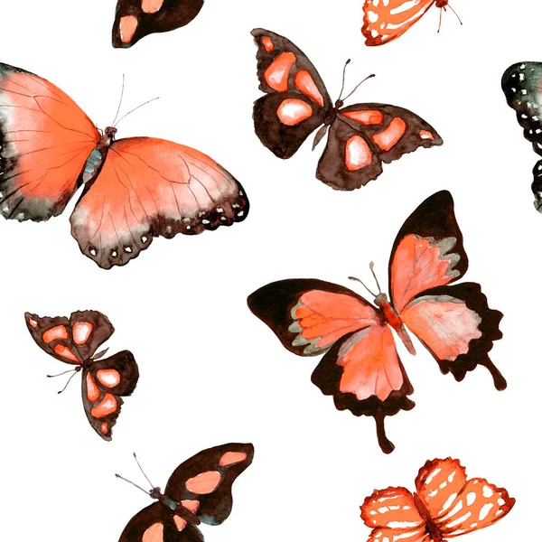 Butterflies. Seamless background. Watercolor — Stock Photo, Image
