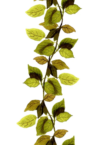 Επανέλαβε άνευ ραφής άνθινο πλαίσιο λωρίδα με τα πράσινα φύλλα — Φωτογραφία Αρχείου