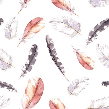 Desen yinelenen tüyler. Suluboya arka plan