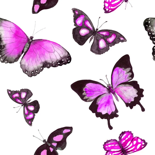 Butterflies. Seamless pattern. Watercolor — Stock Photo, Image