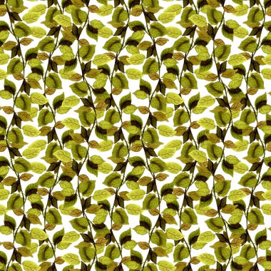 Sulu Boya çizilen parlak yeşil yaprakları ile Seamless Modeli