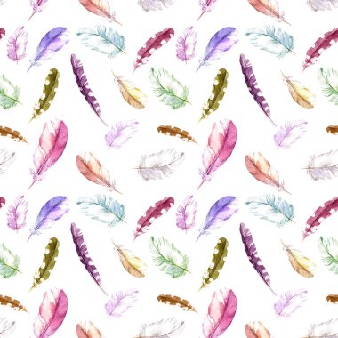Tüyler desen. Sulu Boya Dikişsiz arka plan.