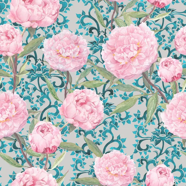 Wallpaper seamless vintage pink flower Wallpaper seamless vintage pink flower pattern on brown