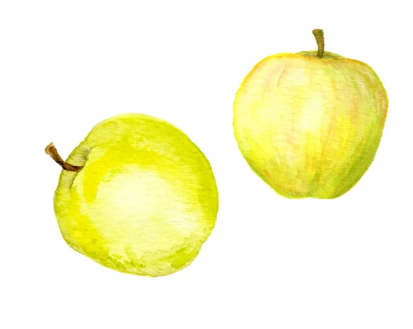 Gele appels. Aquarel — Stockfoto