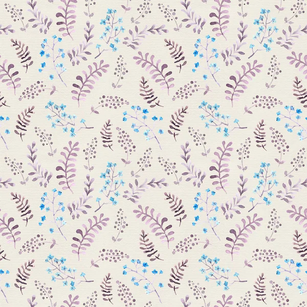 Cute repeat pattern with naive flowers and leaves. Watercolor — Stock Photo, Image